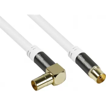 Good Connections GC-M2070 SmartFLEX cavo antenna TV angolare - 30 m - connettore maschio coassiale IEC angolato su connettore femmina - quadrupla schermatura 120 dB 75 Ohm - connettori dorati - bianco