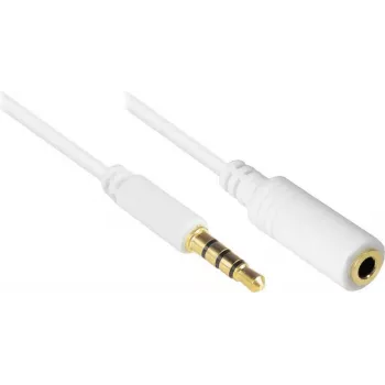 GoodConnections AS-35V4W2 cavo prolunga audio 3,5 mm a 4 poli, connettore maschio su connettore femmina, bianco, 2 m