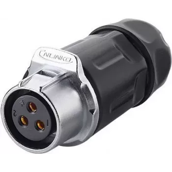 GoodConnections S1 connettore circolare da incasso femmina a 3 poli con alimentazione, filettatura M20, connessioni a saldare, IP67, 16A/250V IC01-20P302