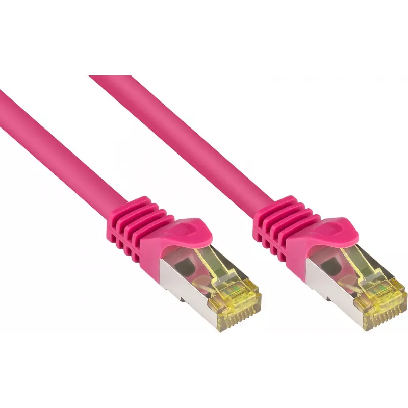 GoodConnections 8070R-400M Cat.7 S/FTP RJ45 cavo patch, PiMF, privo di alogeni, 600 MHz, OFC, protezione dell'aletta RNS, 40 m, magenta