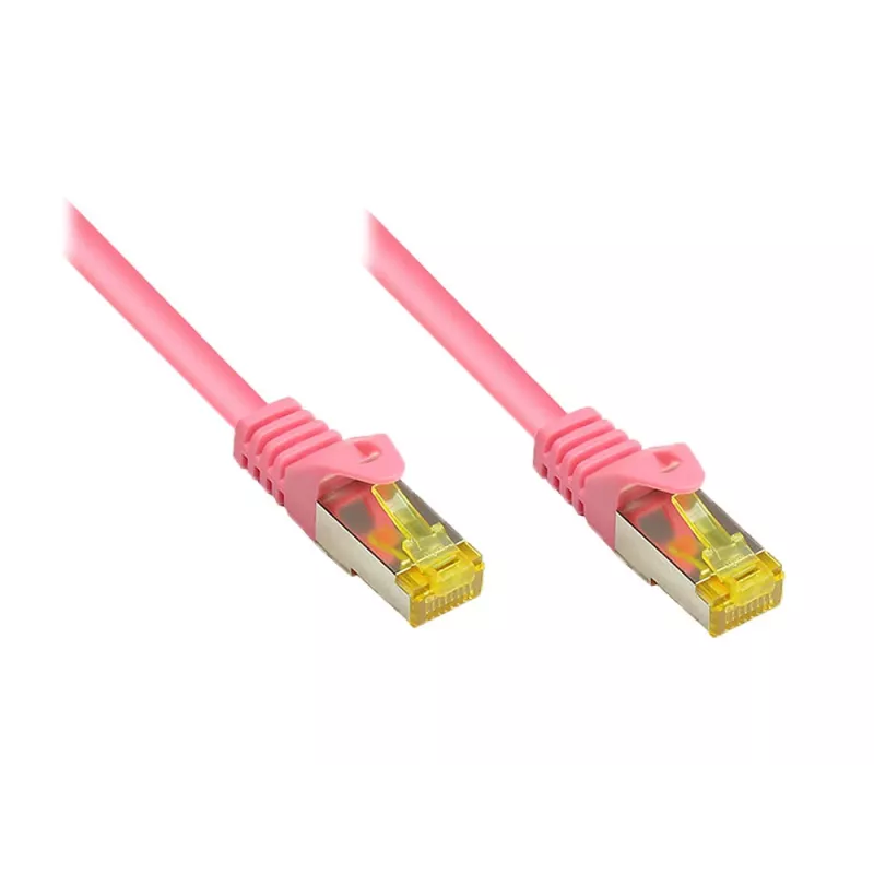 GoodConnections 8070R-400M Cat.7 S/FTP RJ45 cavo patch, PiMF, privo di alogeni, 600 MHz, OFC, protezione dell'aletta RNS, 40 m, magenta