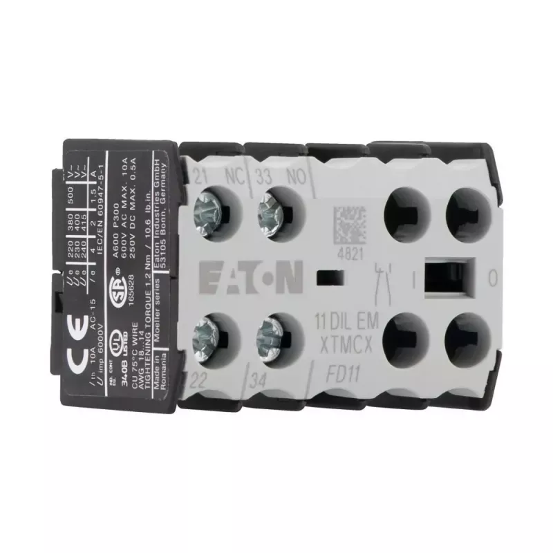 Eaton blocco contatti ausiliari 1NO+1NC 11DILEM 2 poli contatti a guida forzata 010080