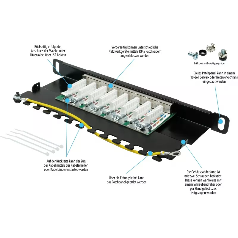 GoodConnections Alcasa GC-N0124 keystone jack RJ45 Cat6 schermato - senza attrezzi, Gigabit Ethernet, nero