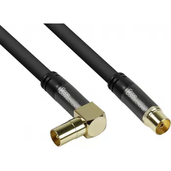 Good Connections cavo per antenna SAT SmartFLEX, connettore maschio angolare IEC/coax su femmina, placcato oro, quadrupla schermatura, schermatura 120 dB, nero, 20 m (GC-M2079)