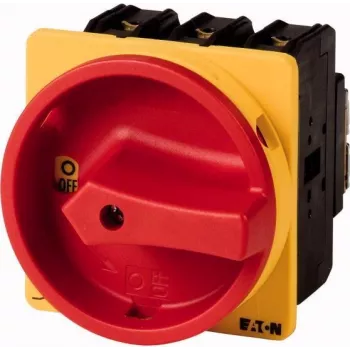 Eaton P3-63/EA/SVB/N/HI11 Interruttore generale 3 poli 63 A, montaggio a parete, IP65, maniglia rossa/gialla bloccabile 067351
