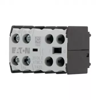Eaton 20DILE Blocco contatti ausiliari, 2 poli, 1NO+1NC, montaggio laterale, morsetti a vite, IP20, nero/bianco 010208