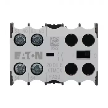 Eaton 20DILE Blocco contatti ausiliari, 2 poli, 1NO+1NC, montaggio laterale, morsetti a vite, IP20, nero/bianco 010208
