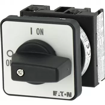 Eaton T0-1-102/E interruttore a leva ON-OFF 2 poli, 20A, IP65 frontale, manopola nera con piastra descrittiva bianca 088709