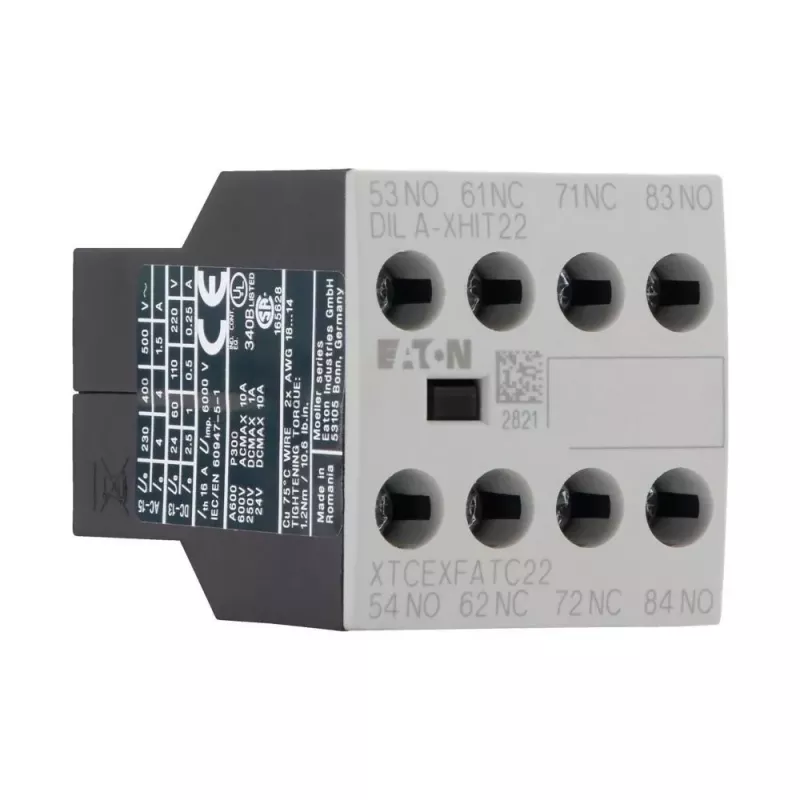 Eaton DILA-XHIT22 blocco contatti ausiliari, 2NO+2NC, montaggio frontale, morsetti a vite, nero/bianco 101044