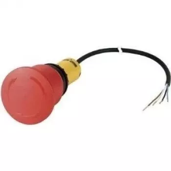 Eaton C22 pulsante di emergenza, 24 V AC/DC, 4 A, 2 NC, sblocco mediante rotazione, IP69K, fungo rosso, collare giallo, 45 mm 185155