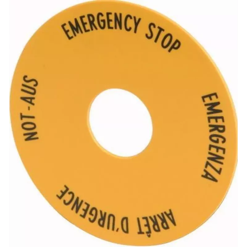 Eaton M22-XAK1 targhetta arresto di emergenza, gialla, 90 mm, IP66 216465