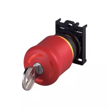 Eaton M22-PVS/K01 pulsante arresto di emergenza, sblocco a chiave, 1 NC, montaggio frontale, 22,5 mm, rosso/giallo 216514