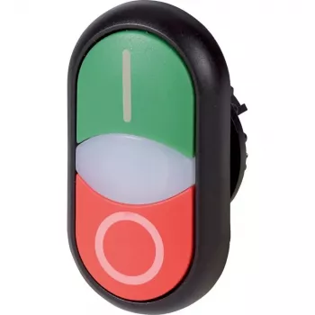 Eaton M22S-DDL-GR-X1/X0 attuatore pulsante illuminato, momentaneo, lente verde, ghiera in plastica nera, montaggio 22,5 mm, IP66/IP67/IP69K 216701