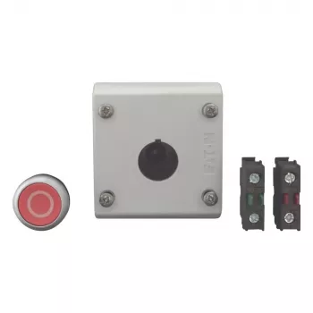 Eaton M22-D-R-X0/KC11/I Attuatore pulsante con blocco contatti, rosso, titanio, plastica, IP66/IP67/IP69 216521