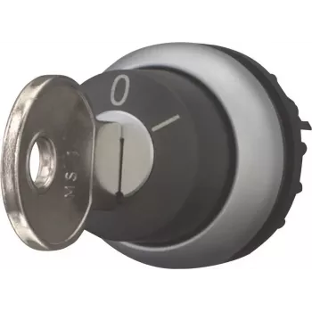 Eaton M22-WRS-A1 Selettore a chiave, 2 posizioni, a scatto, attuatore nero, anello frontale titanio argento, montaggio 22,5 mm, IP66/IP67/IP69K 229092