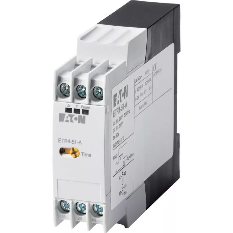 Eaton ETR4-51-A Relè temporizzatore stella-triangolo, 24-240V AC/DC, 3-60s, 2 CO, guida DIN 031884
