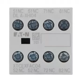 Eaton DILA-XHI04 blocco contatti ausiliari, 4 poli, 2NO+2NC, montaggio frontale, morsetti a vite, nero/bianco 276424