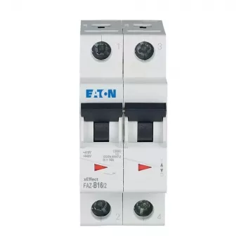 Eaton FAZ-B16/2 interruttore automatico (MCB), 2 poli, 16 A, tipo B, 230/400 V AC, 10 kA, guida DIN 278734