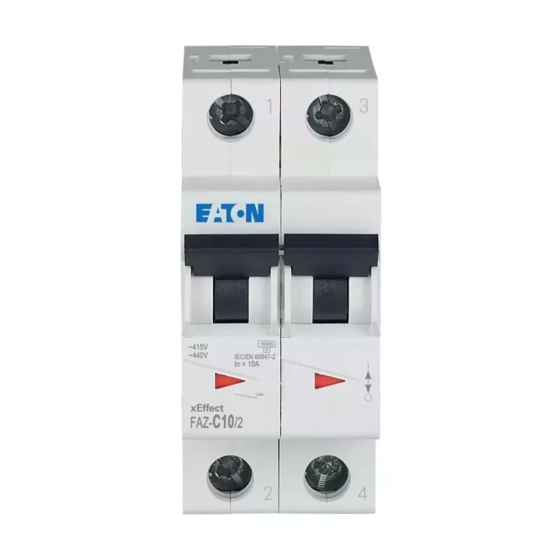 Eaton FAZ-C10/2 interruttore automatico (MCB), 10 A, 2 poli, tipo C, 400 V AC, 10 kA 278756