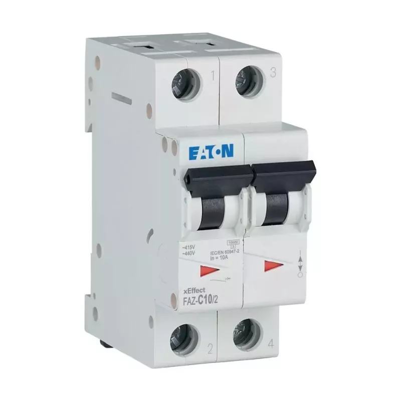 Eaton FAZ-C10/2 interruttore automatico (MCB), 10 A, 2 poli, tipo C, 400 V AC, 10 kA 278756