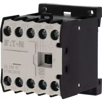 EATON DILEM-10 mini contattore, 3 poli, bobina 24 V AC 50 Hz, 9 A AC-3, 1 contatto ausiliario NO 010005