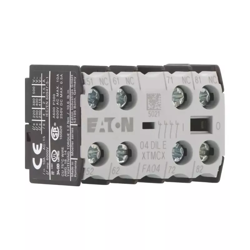 EATON 04DILE blocco contatti ausiliari, 4 NC, a guida forzata, montaggio frontale, per contattori DILM7-DILM38 010256