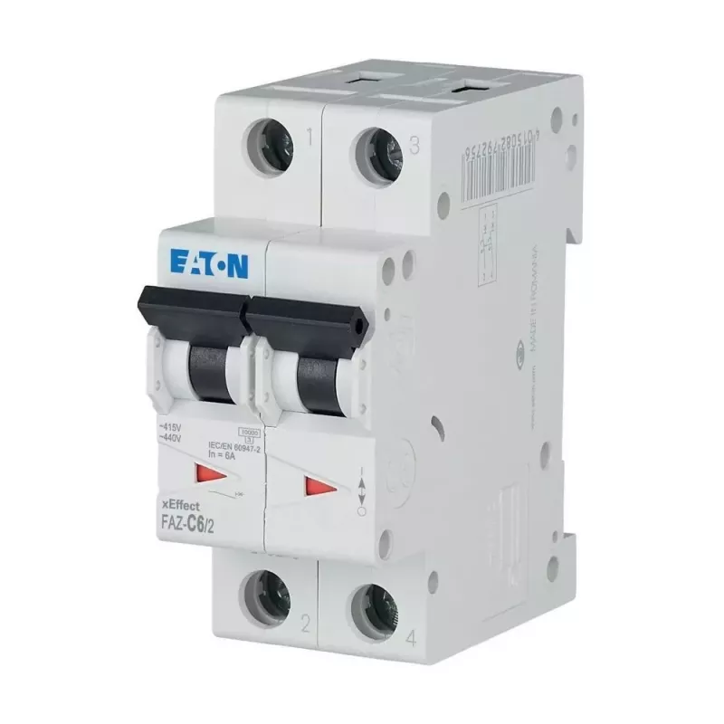 Eaton FAZ-C6/2 interruttore automatico magnetotermico (MCB), 6 A, 2 poli, Type-C, 10 kA, 230/400 V AC 278754