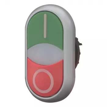 Eaton RMQ-Titan M22-DDLM-GR-X1 pulsante doppio con spia luminosa, verde/rosso, LED bianco, 24V AC/DC, 1NO+1NC 284830