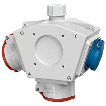MENNEKES Standard-Delta-Box 92916 Delta Box, 1x CEE 16A 5 poli 400V, 2x Schuko 230V, IP44, grigio