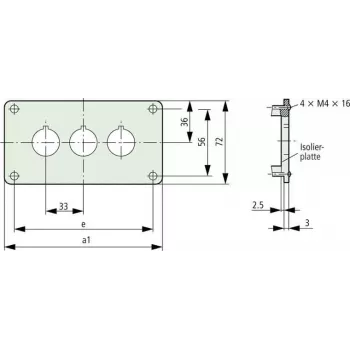 Eaton M22-E3Q custodia in alluminio per stazione di comando, grigia, 3 fori, IP65 216544