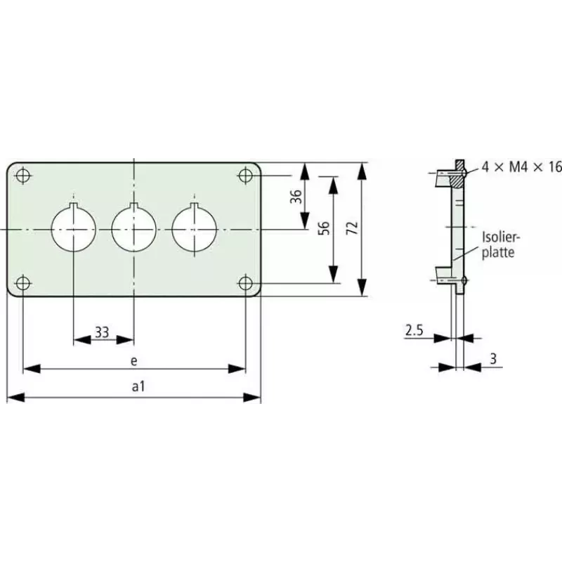 Eaton M22-E3Q custodia in alluminio per stazione di comando, grigia, 3 fori, IP65 216544