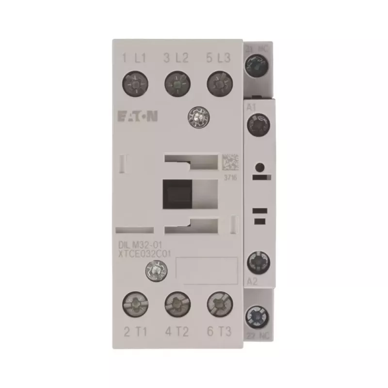 Eaton DILM32-01(RDC24) contattore, tripolare, 32 A, bobina 24-27 V DC, 1 NC contatto ausiliario 277306