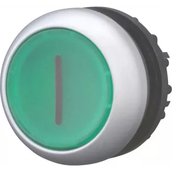 Eaton M22-DRL-G-X1 attuatore pulsante luminoso, momentaneo, LED verde, 24V AC/DC, ghiera quadrata titanio, 22,5mm