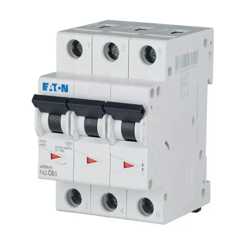 Eaton FAZ-C6/3 interruttore automatico (MCB) 6 A 3 poli con caratteristica C, 6 kA 278867