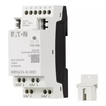 Eaton easyE4 modulo di espansione AC, 4 ingressi digitali, 4 uscite a relè, 100-240 V AC, guida DIN EASY-E4-AC-8RE1