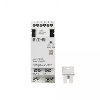 Eaton easyE4 modulo di espansione AC, 4 ingressi digitali, 4 uscite a relè, 100-240 V AC, guida DIN EASY-E4-AC-8RE1