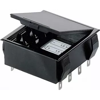 Bopla portabatterie per 4 celle AA (Mignon) con attacco a saldare per batteria 9V, 65 x 65 x 21,5 mm, nero 46600000