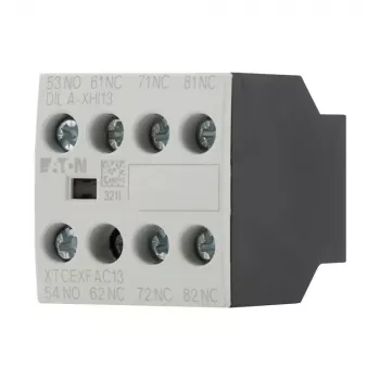 Eaton DILA-XHI13 blocco contatti ausiliari, 4 poli, 1NO+3NC, morsetti a vite, montaggio frontale, per contattori DILM7-DILM38, nero/bianco 276425