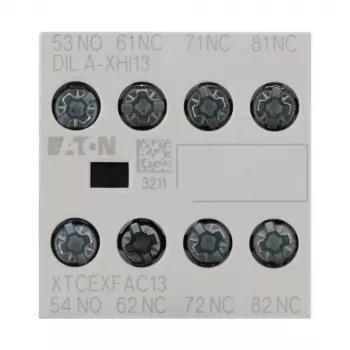 Eaton DILA-XHI13 blocco contatti ausiliari, 4 poli, 1NO+3NC, morsetti a vite, montaggio frontale, per contattori DILM7-DILM38, nero/bianco 276425