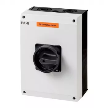 Eaton P3-100/I5/SVB-SW/HI11 interruttore principale tripolare 100 A, montaggio a parete, IP65, manopola rotante rossa/gialla, bloccabile, 1NO+1NC 207375