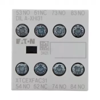 Eaton DILA-XHI31 blocco contatti ausiliari, 3 NO + 1 NC, morsetti a vite, montaggio frontale, nero/bianco 276427