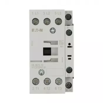 Eaton DILM25-10 24V 50Hz contattore di potenza tripolare, 25 A AC-3, 11 kW, 1 NO contatto ausiliario, morsetti a vite, montaggio su guida DIN, IP00 277119