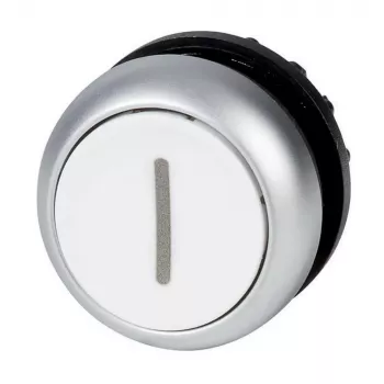 Eaton M22-D-W-X1 attuatore pulsante, pulsante bianco, ghiera nera, a impulso, 22,5 mm 216611