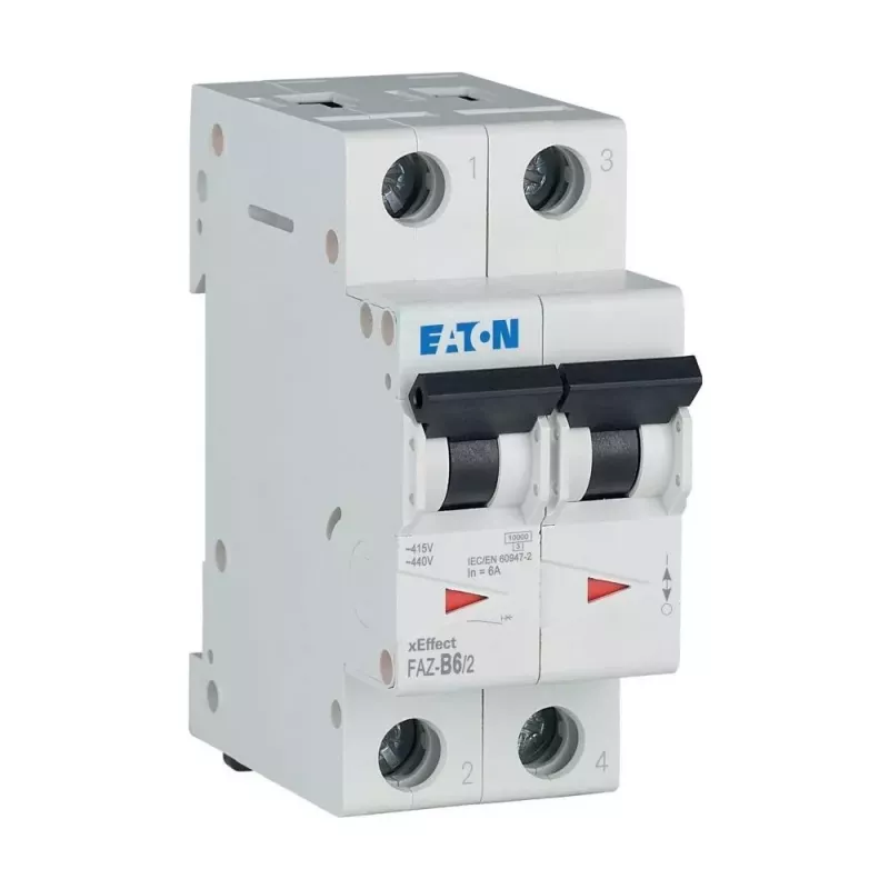 Eaton FAZ-B6/2 interruttore automatico (MCB), 2 poli, 6 A, tipo B, 10 kA 278728