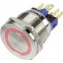 TRU COMPONENTS 1303040 GQ22S-11E/R/12V Pulsante antimanomissione, a pressione, 1 NO, 250 V AC, 3 A, illuminazione ad anello rossa 12 V DC, IP65, montaggio 22 mm