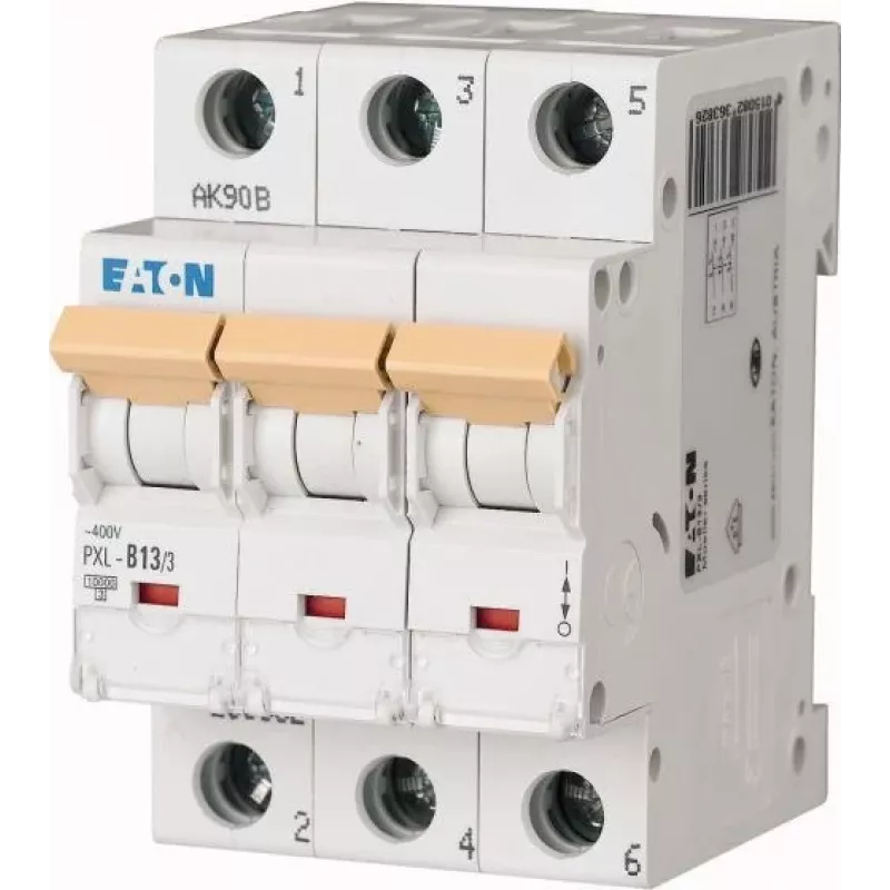 Eaton PXL-B13/3 Interruttore automatico magnetotermico (MCB), 3 poli, 13 A, curva B, 10 kA, guida DIN 236382