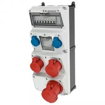 MENNEKES AMAXX Combinazione di prese 940010 - ingresso CEE 32A, 6 prese, protezione FI/LS, IP44