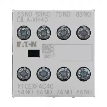 Eaton DILA-XHI40 blocco contatti ausiliari, 4 NO, montaggio frontale, morsetti a vite, nero/bianco 276428