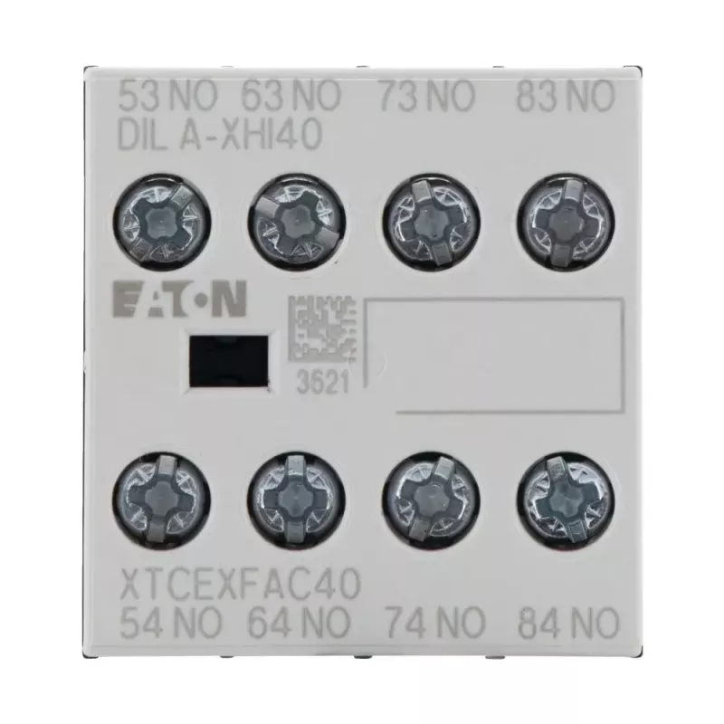 Eaton DILA-XHI40 blocco contatti ausiliari, 4 NO, montaggio frontale, morsetti a vite, nero/bianco 276428