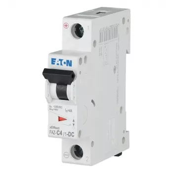 Eaton FAZ-C4/1-DC interruttore automatico magnetotermico (MCB), 1 polo, tipo C, 4 A, 220 V DC, 6 kA, guida DIN 279124